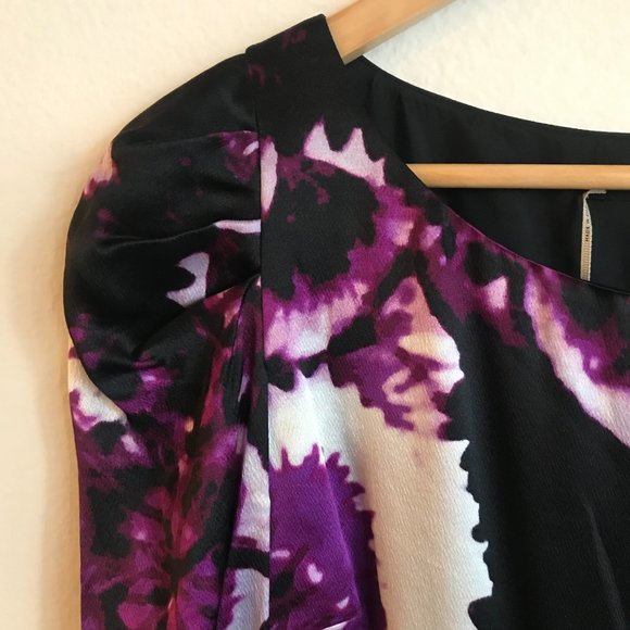 Anthropologie Leifsdottir Belvedere Silk Sheath Dress Purple Black Floral Sz 6 - Picture 4 of 10
